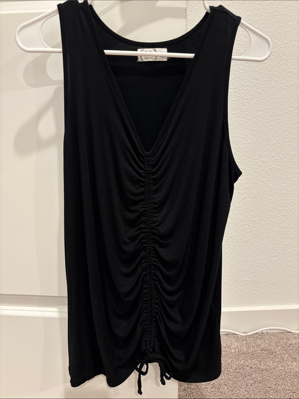 Maurices Black V-Neck Ruched Drawstring Tank - new without tags